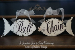 ... www.etsy.com/listing/125921886/vintage-wedding-sign-set-ball-and-chain