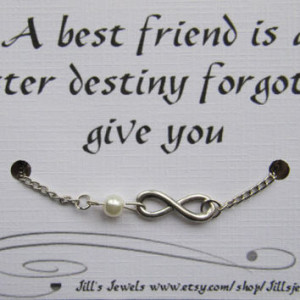 Best Friend Infinity Charm Bracelet with Pearl and Quote Inspirational ...