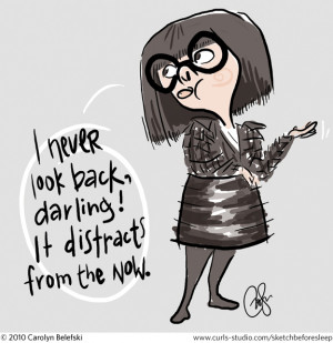 Here’s fashion designer Edna Mode from Pixar’s The Incredibles .