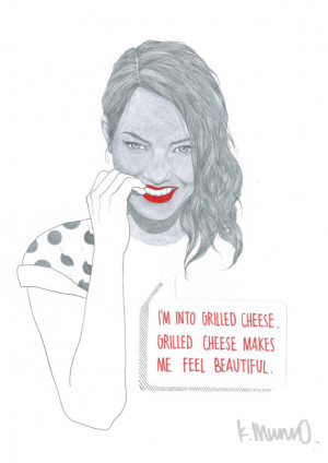 Funny Food Quote Fine Art Greetings Card - Emma Stone 'Grilled Cheese ...
