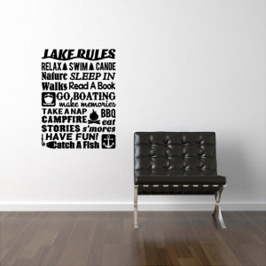 Lake Rules Lake Wall Quote Word Removable Lake Wall Decal Lettering 22 ...