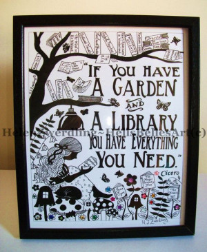Garden Library Cicero quote~ framed enhanced print of an original ...