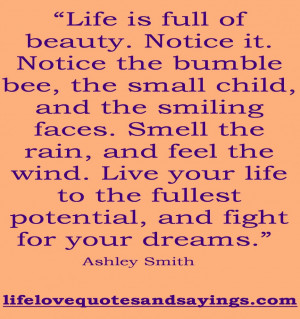 ... Quotes Of The Day » Life Is Full Of Beauty Quote On Simple Pink