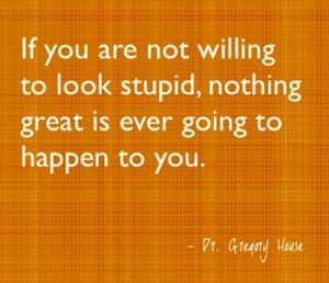 If you are not willing to look stupid, nothing great is ever going to ...