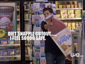 3000, funny, gun, james roday, psych, snapple, usa network