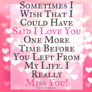 ... Have Said I Love You One More Time Before You Left From My Life. I