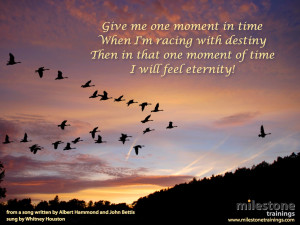Give me one moment in time, When I'm racing with destiny