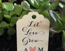 LET LOVE GROW - Calligraphy Wedding Favor Tags - 3