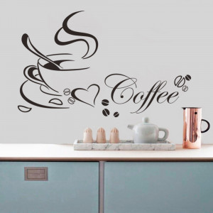 Coffee cup with heart vinyl quote Restaurant Kitchen removable wall ...