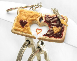 , Peanut Butter Keychain Jelly Sandwich, Personalized Set of 2, Best ...
