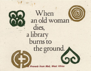 When an old woman dies, a library burns to the ground