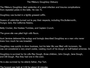 Pillsbury doughboy died ):