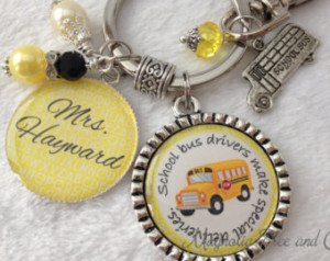 BUS DRIVER Key Chain, Gift, Key Ring, Bookmark, School Bus, Bus Driver ...