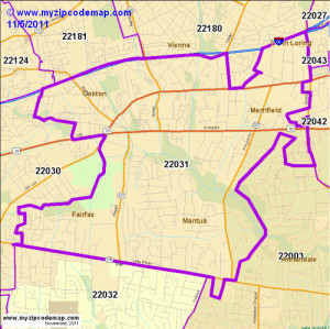 Fairfax VA Zip Code Map