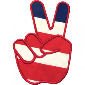 Peace Hand Sign Applique Design