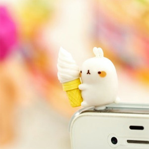 Marshmallow bunny phone dust plug