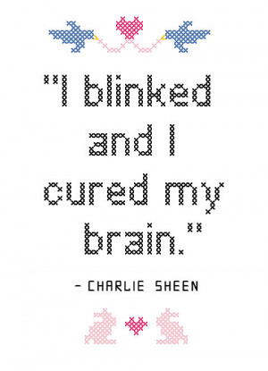 Charlie Sheen’s inane statements cross-stitched