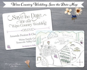 ... Wine Country Wedding Map Custom Save the by CompassRoseStudio, $100.00