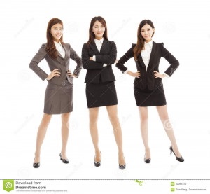 confident-young-business-woman-team-standing-isolated-white-women ...