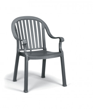 Grosfillex Colombo Charcoal Stacking Synthetic Metal Outdoor ...