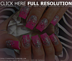 acrylic nail designs with pink glitter