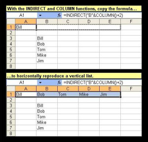 ... example to get started: the formula in cell A3 is =INDIRECT(B2