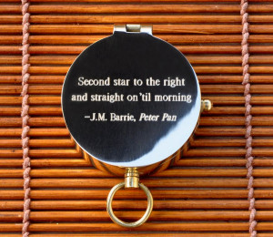... to the right J. M. Barrie, Peter Pan Engraved Brass Pocket Compass