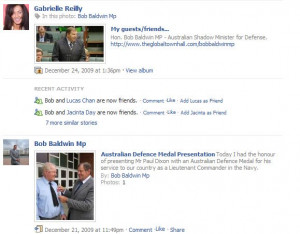AUSTRALIAN MINISTER DEFENCE - BOB BALDWIN MP ON FACEBOOK