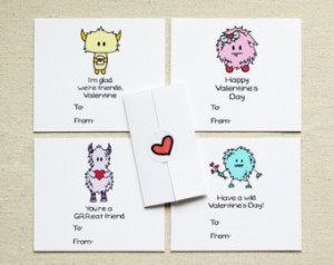 Cute Monster Valentines for Kids, S et of 12 ...