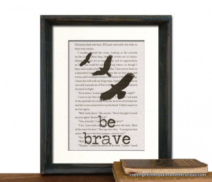 DIVERGENT Book Page Be Brave Art Print Matted