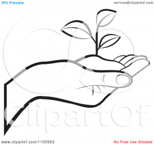 Clipart-Outlined-Human-Hand-Holding-A-Plant-In-Soil-Royalty-Free ...