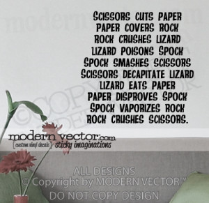 Details about Big Bang Theory Vinyl Wall Quote Decal ROCK PAPER SPOCK
