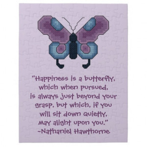 Nathaniel Hawthorne Butterfly Happiness Quote Jigsaw Puzzle