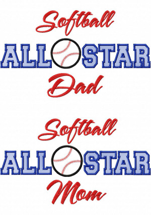 Home > Applique Designs > Sports > Softball All Star Mom & Dad Machine ...