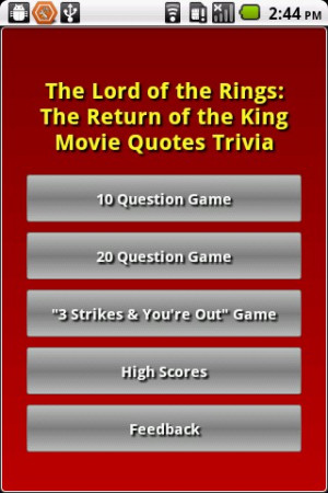 ... of the Rings: The Two Towers Movie Quotes Trivia 1.0.0 screenshot 0