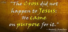 ... did not happen to Jesus: He came on purpose for it.
