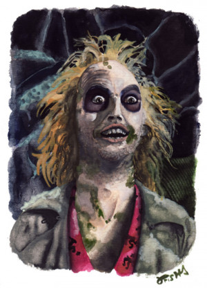 Here is a watercolor portrait of Michael Keaton as Beetlejuice for The ...