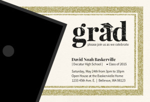 Modern Glitter Graduation Invitation Card by PurpleTrail.com.