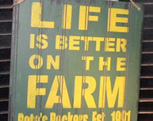 LIFE is Better at the FARM Sign/Joh n Deere Colors/Personalized ...
