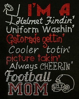 Football Mom Bling Shirt Rhinestone Football Mom Tshirt