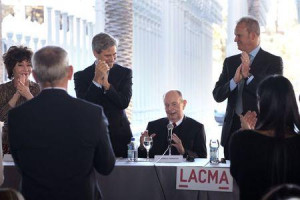 Hollywood mogul Perenchio is applauded during a news conference at Los ...