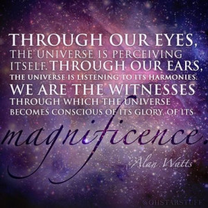 our eyes, the universe is perceiving itself. Through our ears, the ...