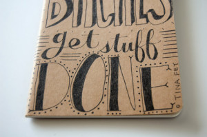 hand lettered moleskine. tina fey quote. black ink. ruled paper. gift ...