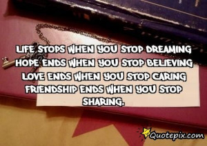 ... Caring& Friendship Ends When You Stop Sharing. - QuotePix.com - Quotes