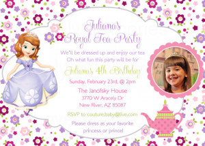 Sofia the first - Princess Birthday tea party theme Invitation ...