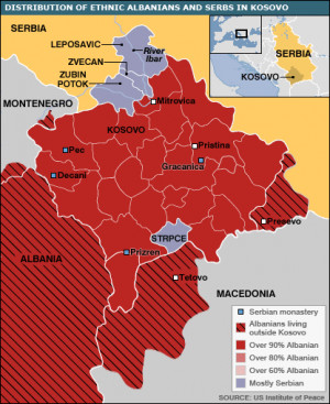 distribution of ethnic Albanians outside Kosovo