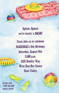 Pool Party Invitation/ Swimming pool birthday party Invitations