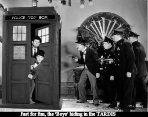 Laurel and hardy meet Doctor Who and the TARDIS