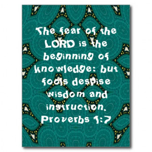 Bible Verses Wisdom Quote Saying Proverbs 1:7 Postcard