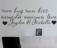 ... Wall Art Quote - Vinyl Sticker Two To Love For Twins Baby Boy / Gil